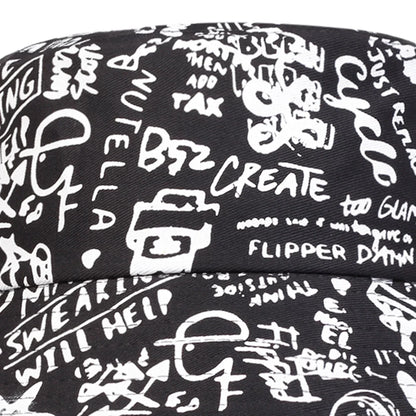 Unisex 88 Black White Graffiti Print Personality Bucket Hats Fishermen Caps