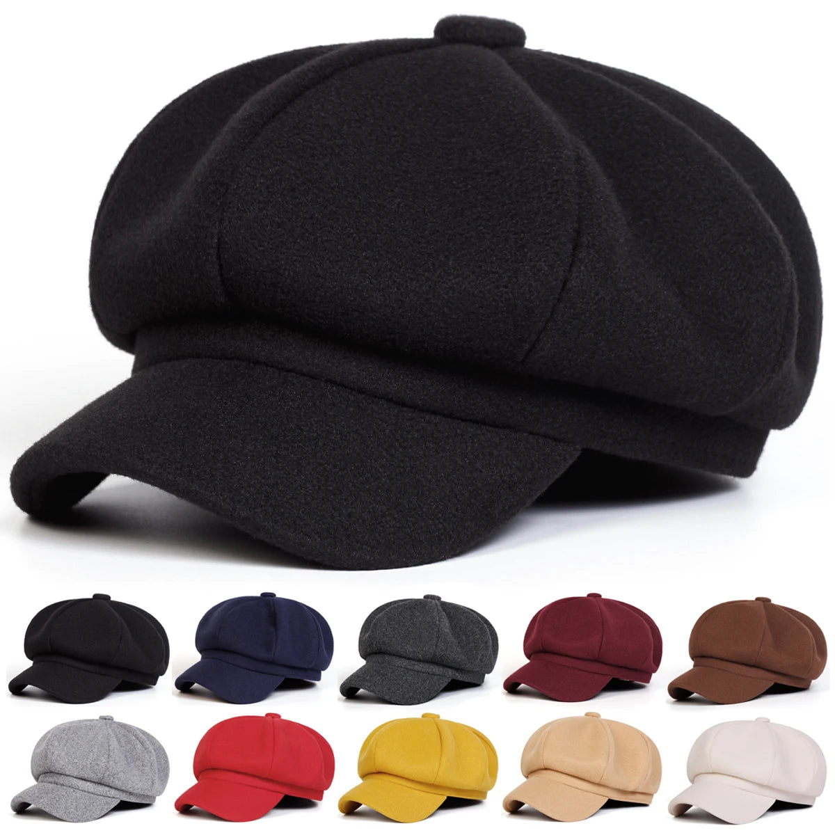 Woolen Solid Color Beret Fashion Outdoor Cotton Hat