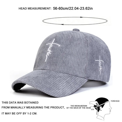Unisex Letter Cross Embroidery Corduroy Baseball Caps Spring and Autumn