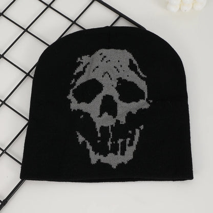 European And American Style Trendy Skull Jacquard Knitted Hat