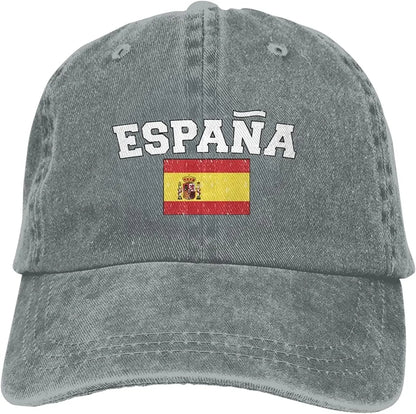 Espana Flag of Spain Spanish Denim Hats for Mens Womens Baseball Caps