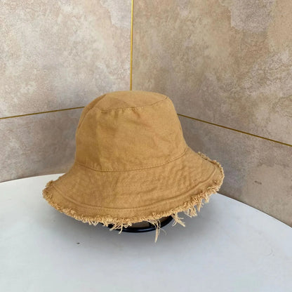 Cotton Fringed Fisherman Cap Soft Aluminum Wire Shape Water Wash Hat
