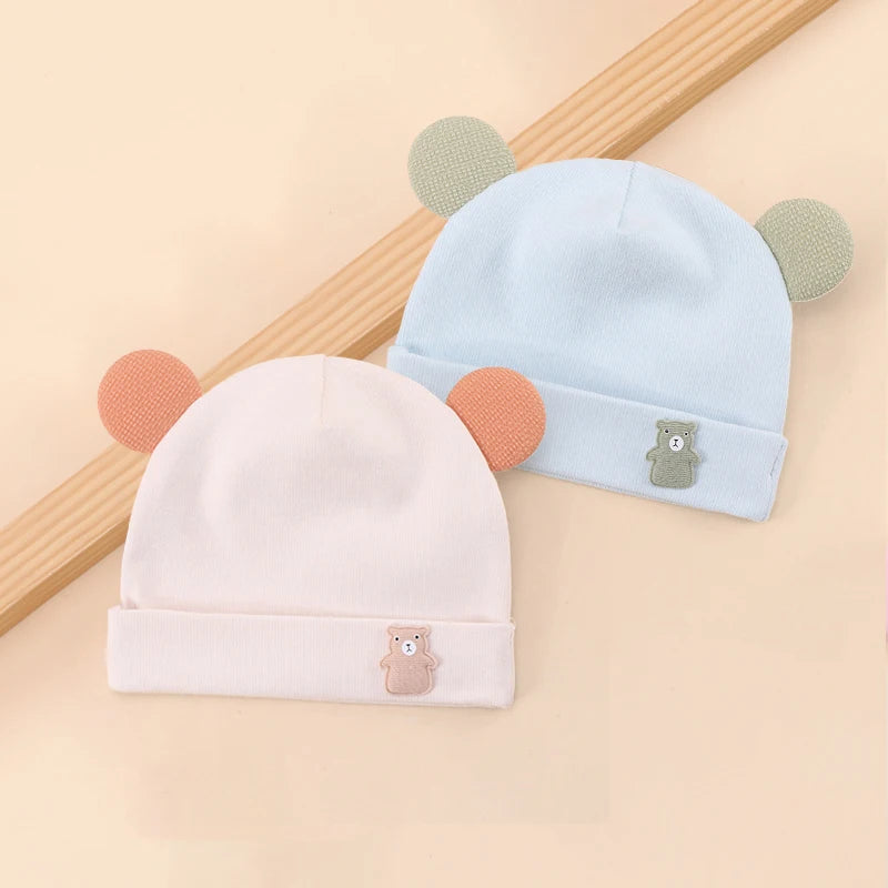 Cartoon Cute Solid Color Baby Beanies Spring Autumn Cotton Soft Head