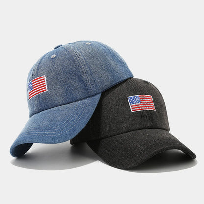 American Flag Embroidered Cowboy Duck Tongue Hat