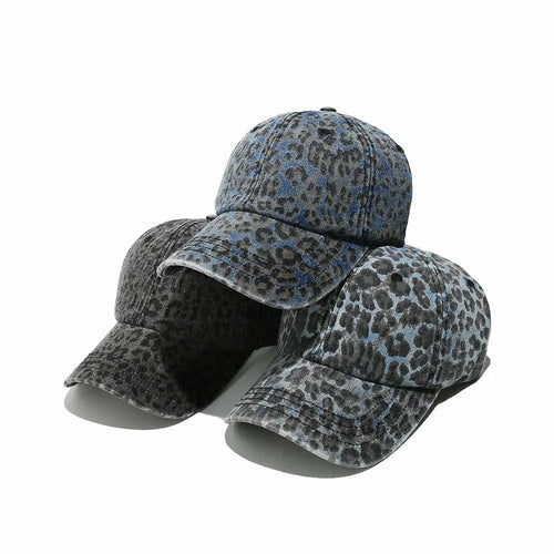 Leopard Baseball Caps Women Washed Vintage Street Spring Autumn