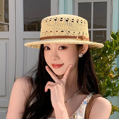 New Flat Top Sun Hat 2026 Delicate Weaving Straw Hat