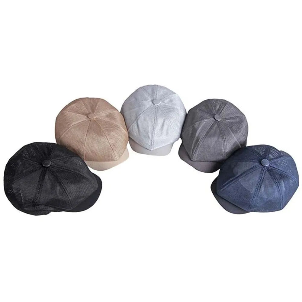 Solid Color Mesh British Beret Hollow-Out