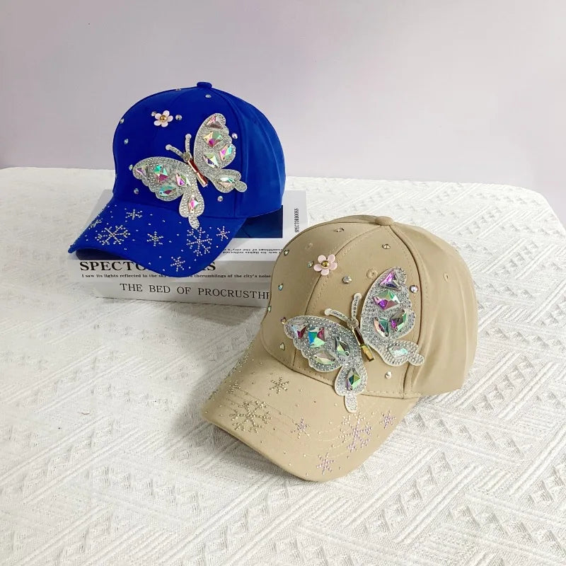 New Fashion Colorful Rhinestone Butterfly Baseball Cap