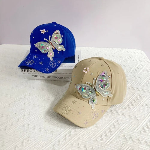 New Fashion Colorful Rhinestone Butterfly Baseball Cap