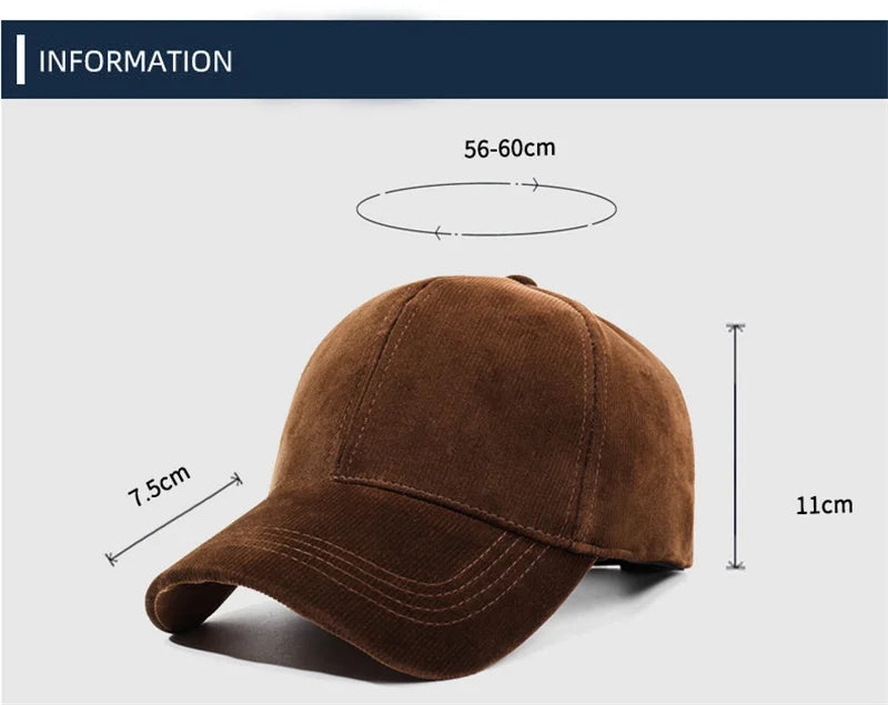 Fashion Suede Baseball Caps For Men Women Autumn Winter
