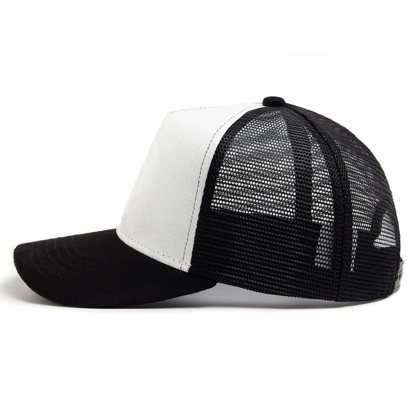 New Summer Suede Trucker Hat Men Mesh Baseball Cap