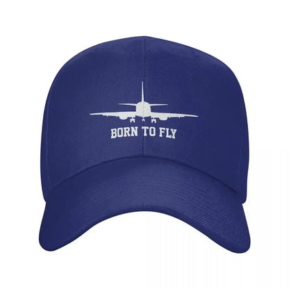 Born To Fly Airplane Baseball Cap Outdoor Women Men's