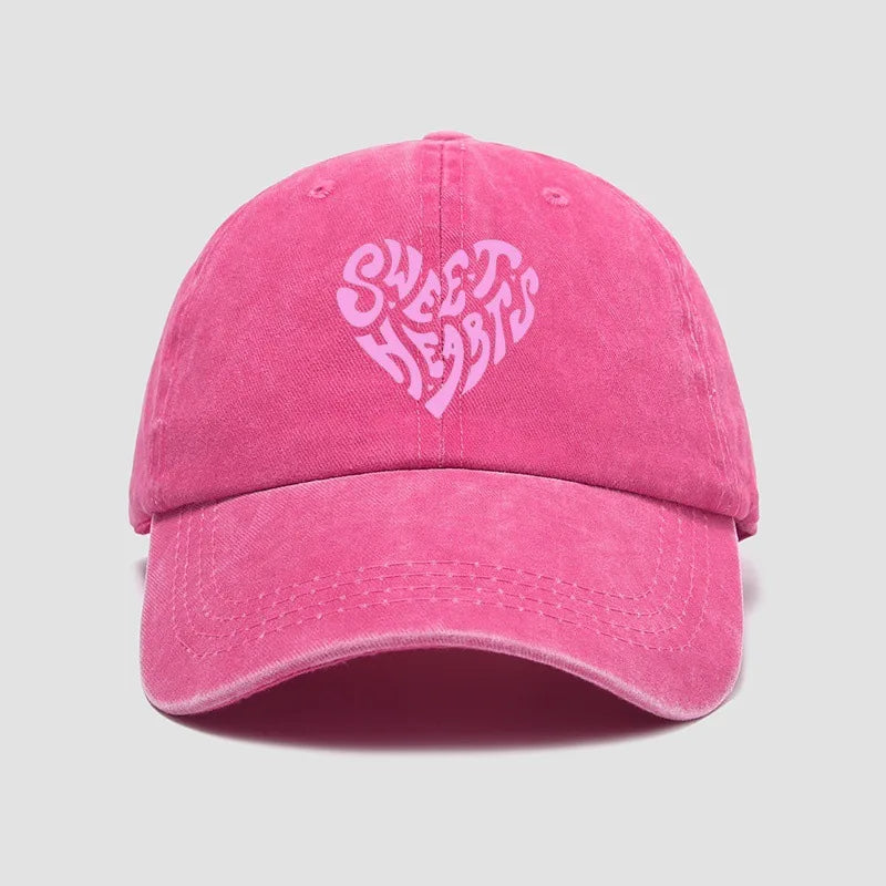 Pink Heart-Shaped Letter Printed Baseball Cap