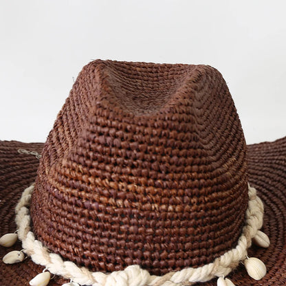 Summer Raffia Wide Brim Cowboy Hat Outdoor