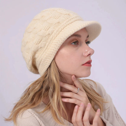 Women's Winter Cable Knit Hat Fashion Beret & Peaked Cap