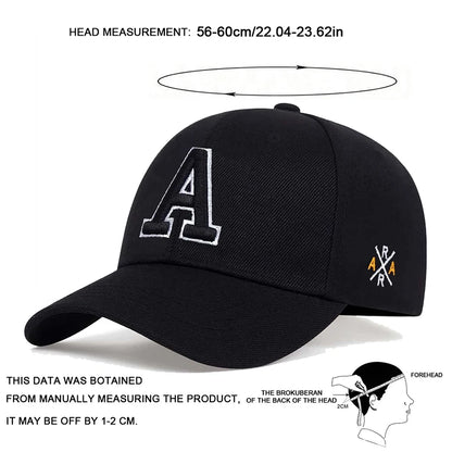 Unisex A Letter Side Ar Embroidery Baseball Caps Spring and Autumn