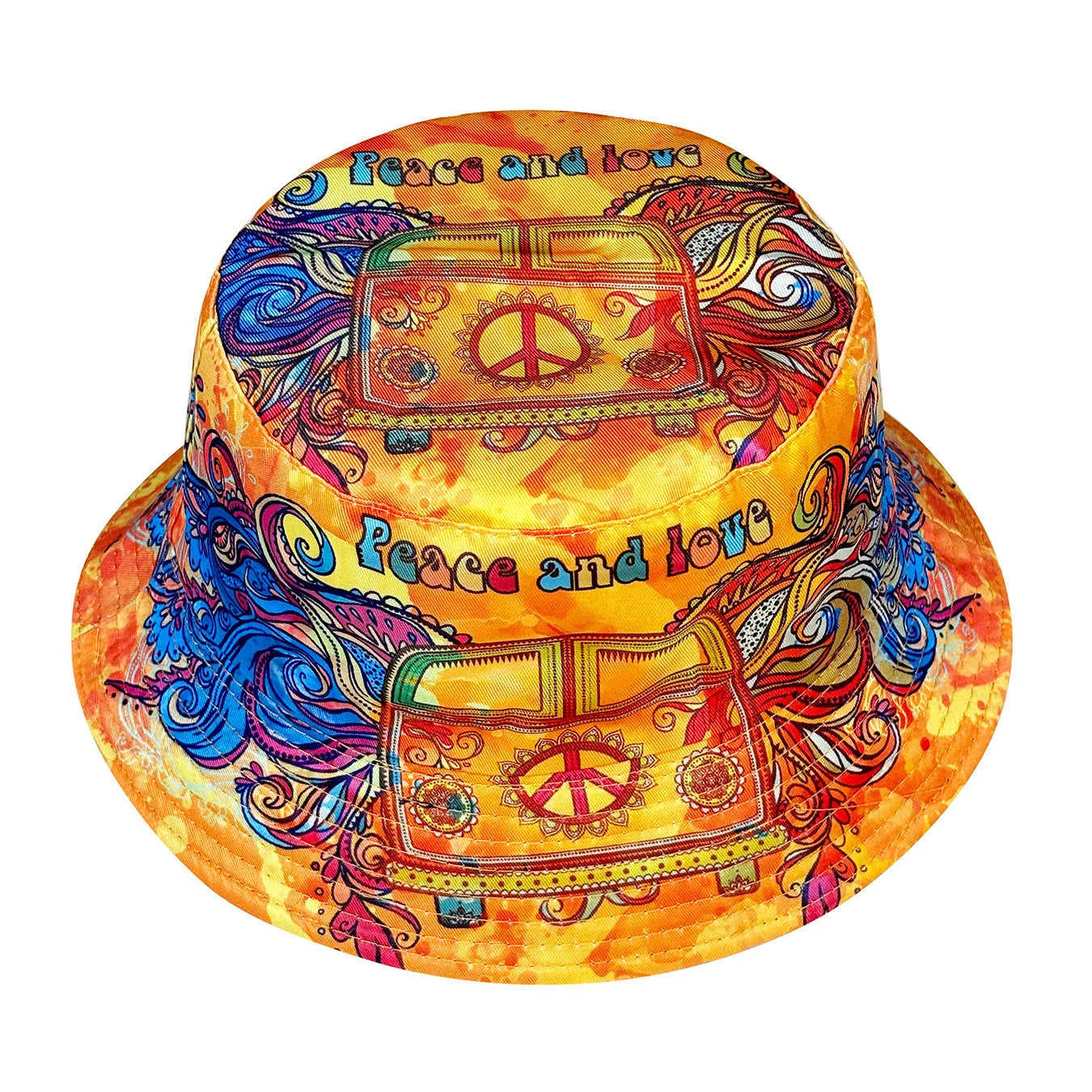 Peace and Love Colorful Fisherman Hat, Reversible Sun Hat, Foldable Fashionable Bucket Hat, Colorful and Cool Fashion, All-Season Bucket Hat