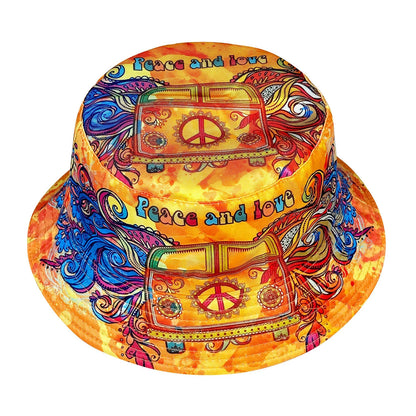Peace and Love Colorful Fisherman Hat, Reversible Sun Hat, Foldable Fashionable Bucket Hat, Colorful and Cool Fashion, All-Season Bucket Hat