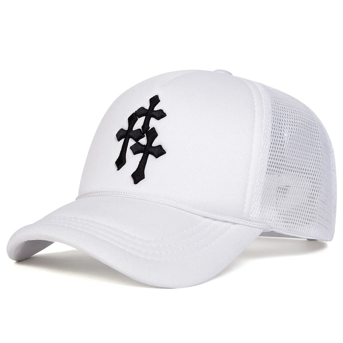 Unisex Cross Embroidery Baseball Net Caps Spring And Summer