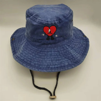 Cotton Embroidered Bad Bunny Fisherman Hat
