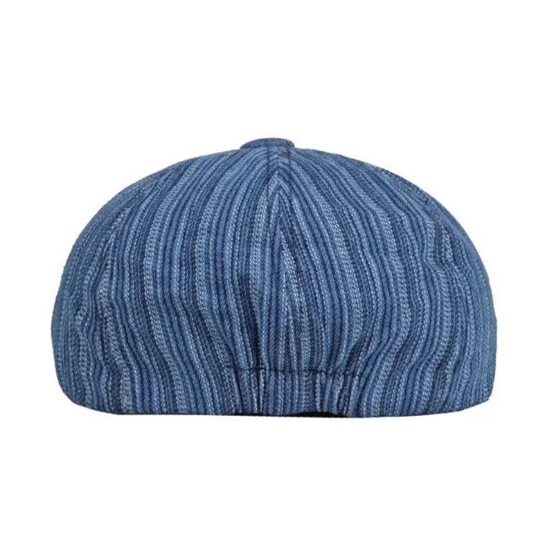 Striped Washed Denim Hats For Men Boinas Newsboy Caps