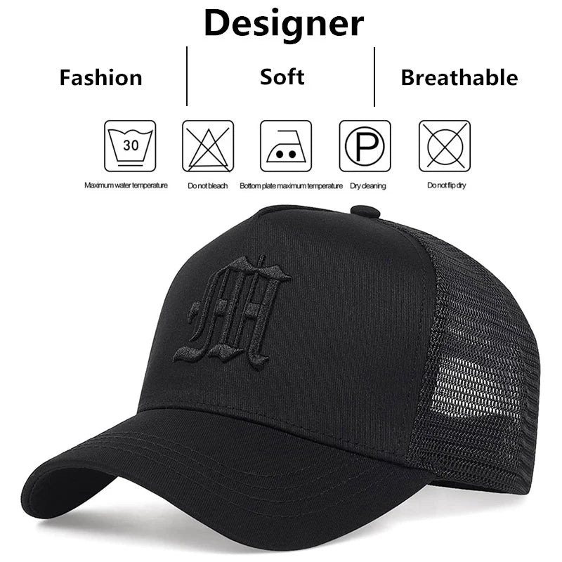 Unisex Gothic Letter Embroidery Baseball Net Caps