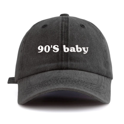 90's Baby Embroidery Washed Baseball Cap