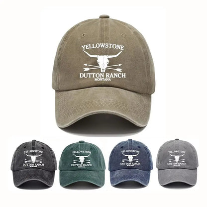 Vintage Washed Cotton Bull Skull Baseball Caps