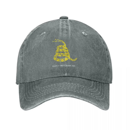 Gadsden Flag Don't Tread On Me Libertarian Denim Baseball Cap Yellow Outdoor
