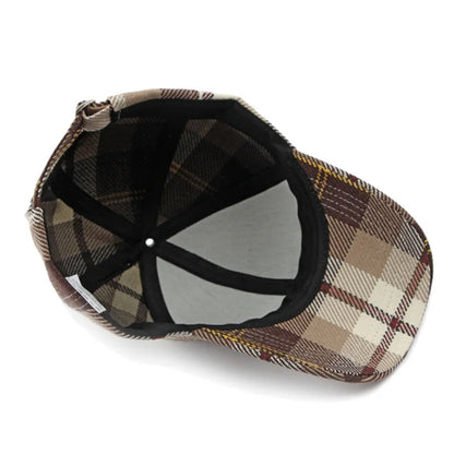 Plaid Pattern Baseball Cap, Sunscreen Snapback Outdoor