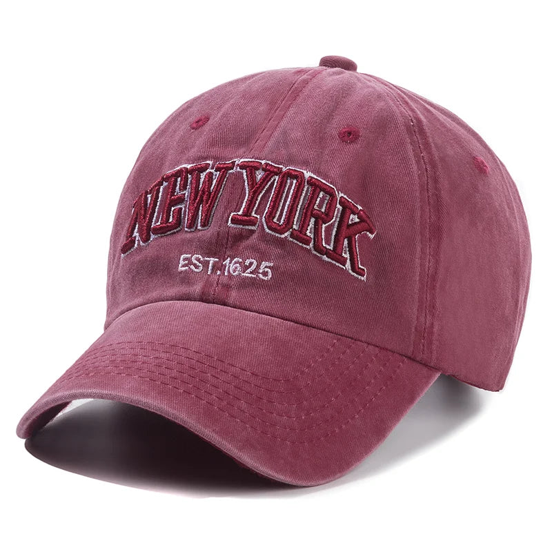 New York Washed Cotton Cap For Men Women