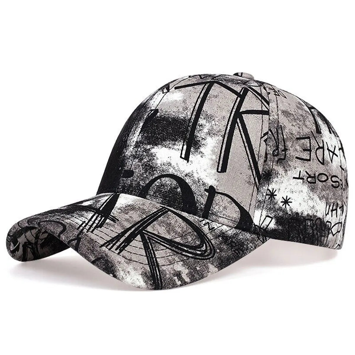 Unisex Letter Graffiti Printing Tie Dye Baseball Caps Spring and Autumn