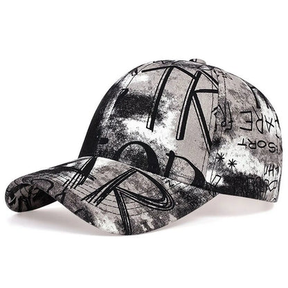 Unisex Letter Graffiti Printing Tie Dye Baseball Caps Spring and Autumn