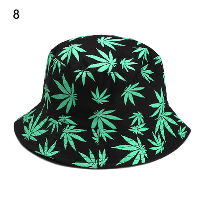 Panama Bucket Hat Candy Color/Hip Hop Maple Leaf Cotton