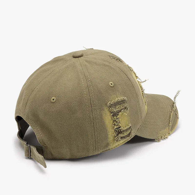 Ripped Soft-Top Panel Color-Block Personalized Washed Men's Baseball Cap