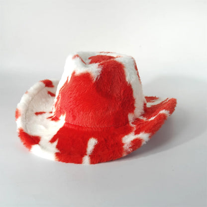 Leopard Print Rabbit Fur Cowboy Hat 7.5cm Western Cowboy Fedora