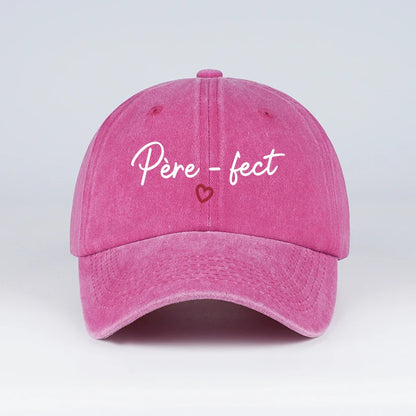 Retro “Père-fect” Printed Washed Baseball Cap