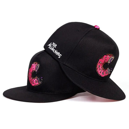Unisex Doughnut Embroidery Hip Hop Hats Outdoor Adjustable Casual Sunscreen Hat