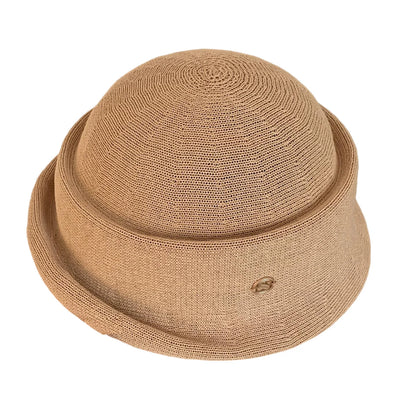 French-Style Hepburn-Inspired Metal-Trimmed Rolled-Brim Hat