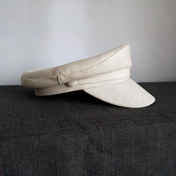 Summer Preppy Style Linen Navy Cap For Men Women Outdoor