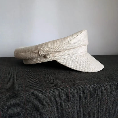 Summer Preppy Style Linen Navy Cap For Men Women Outdoor