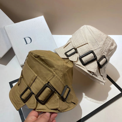 Luxury Panama Belt Buckle Bucket Hat Outdoor