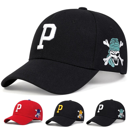 P Letter Side Pirate Embroidery Baseball Cap Men Women Spring Summer