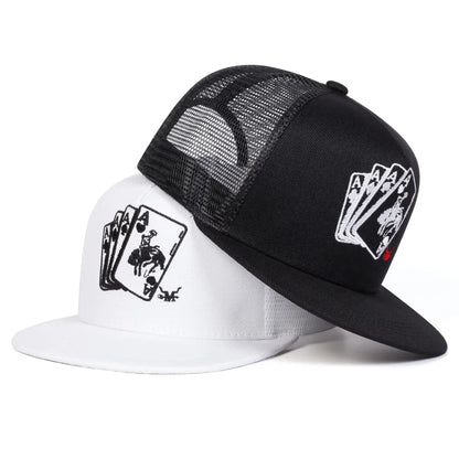 Unisex Poker A Embroidery Hip-hop Hats Spring Autumn Outdoor Adjustable Casual Sunscreen Hat Cap