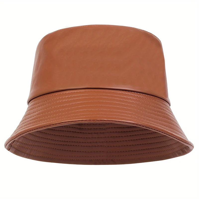 Winter Fashion Bucket Hat Artificial Leather Windproof Warm Bucket Hats Men Women