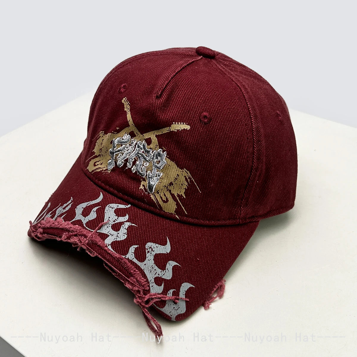 Niche Street Embroidered Letters Flame Flag Baseball Hats