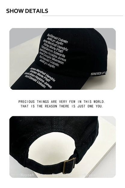 Korean Letter Embroidery Baseball Cap Unisex Retro Peaked Caps Fashionable Outdoor Simple Ins Design