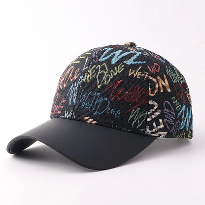 Large Letter Graffiti Printed Fringed Baseball Cap Both Suitable For Music Festivals