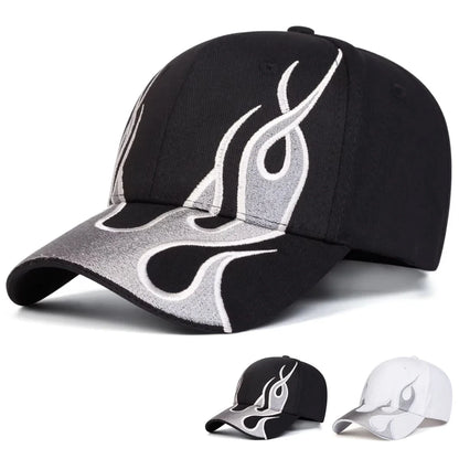 Unisex Flame Embroidery Baseball Caps Outdoor