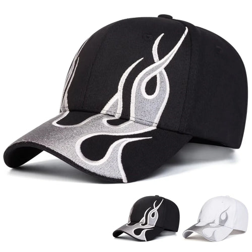 Unisex Flame Embroidery Baseball Caps Outdoor
